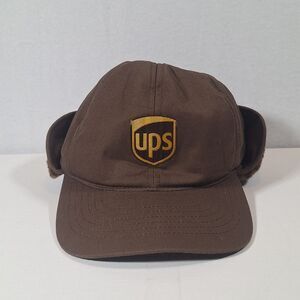 Vintage UPS Earflap Winter Hat Cap Brown Riverside Rare Size Lg 60cm USA